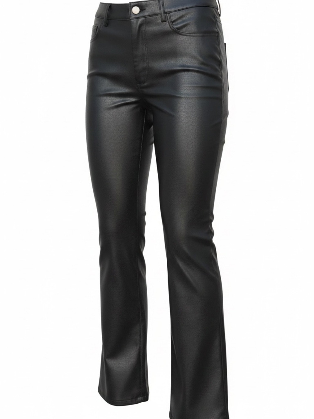 Black Faux Leather Flared Pants